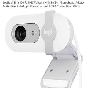 Logitech White Brio 100 HD Webcam with Privacy Cover